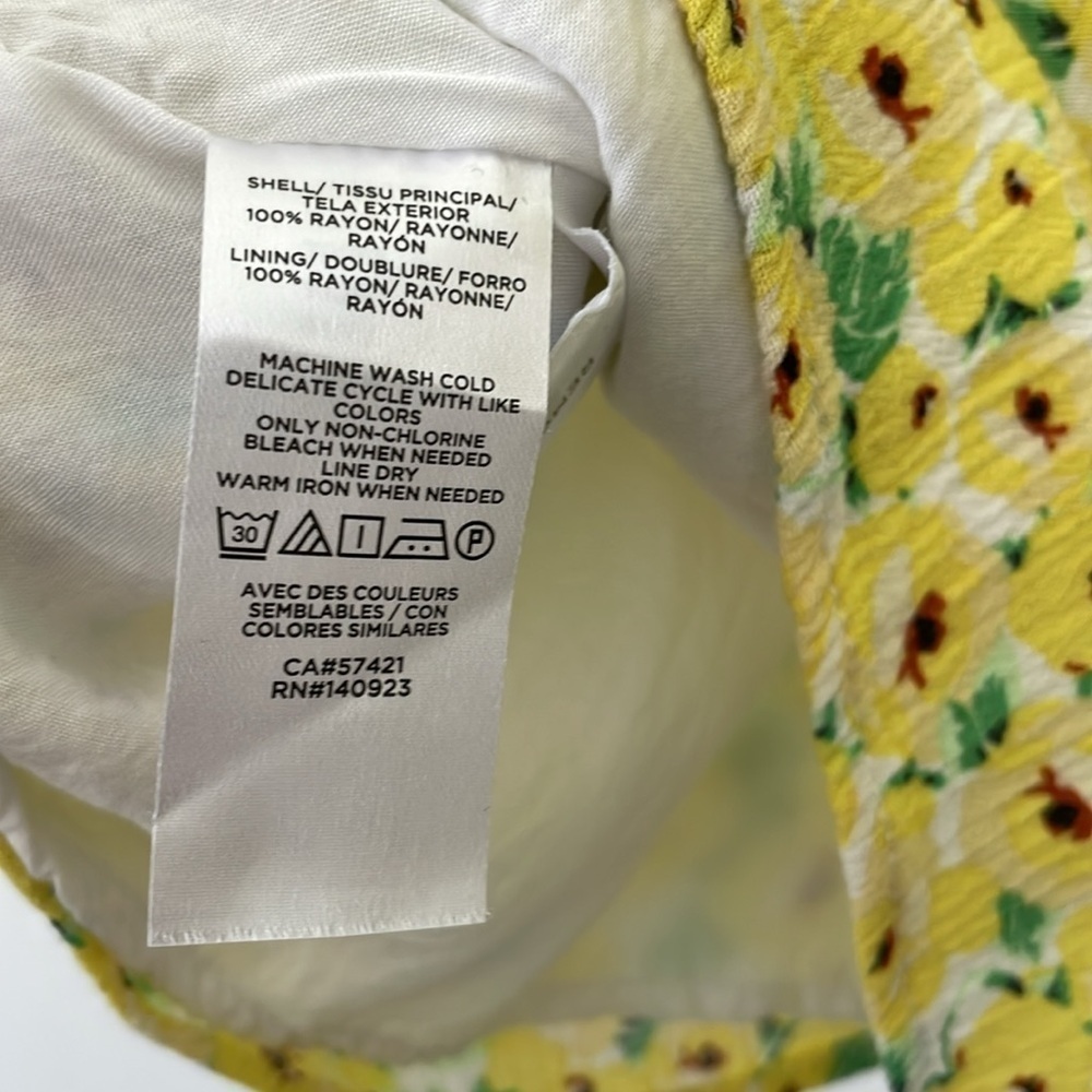 Loft Cheerful Bright Yellow and Green Floral Dress Size Small - Picture 8 of 10